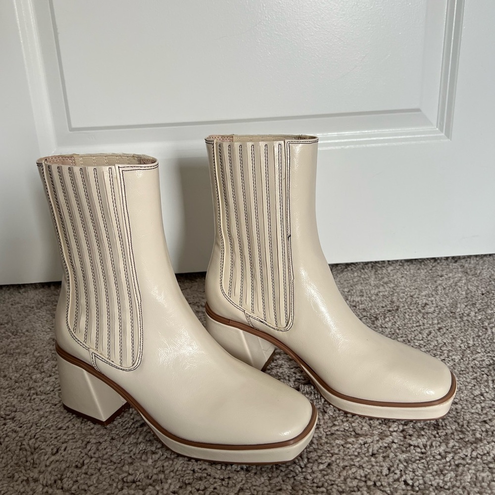 Brand New White Heeled Boots